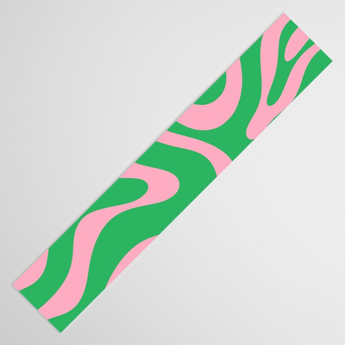 Pink and Spring Green Modern Liquid Swirl Abstract Pattern Table Runner Gallery Image 3