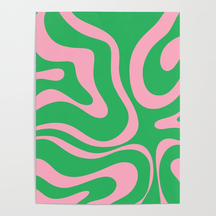 Pink and Spring Green Modern Liquid Swirl Abstract Pattern Poster Gallery Image 4