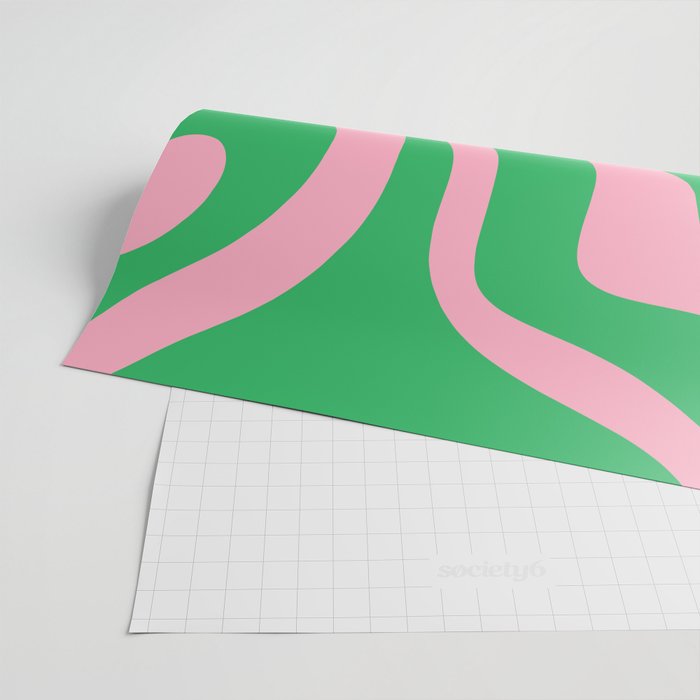 Pink and Spring Green Modern Liquid Swirl Abstract Pattern Wrapping Paper Gallery Image 2