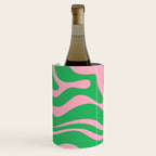 Pink and Spring Green Modern Liquid Swirl Abstract Pattern Wine Chiller Gallery Image 2