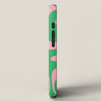 Pink and Spring Green Modern Liquid Swirl Abstract Pattern iPhone Case Gallery Image 2