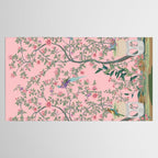 Chinoiserie Pink Fresco Floral Garden Birds Oriental Botanical Tablecloth Gallery Image 2