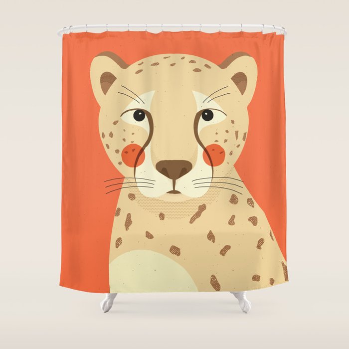 Cheetah, Animal Portrait Shower Curtain Gallery Image 1
