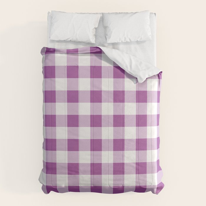 Gingham Large Lavender Amethyst White Comforter Gallery Image 1