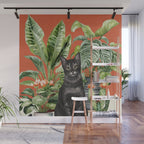 Black Cat And House Plants 3 Wall Mural Gallery Image 1