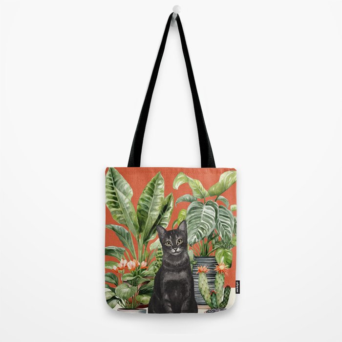 Black Cat And House Plants 3 Tote Bag Gallery Image 2