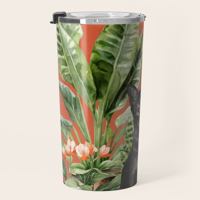 Black Cat And House Plants 3 Travel Mug Gallery Image 3