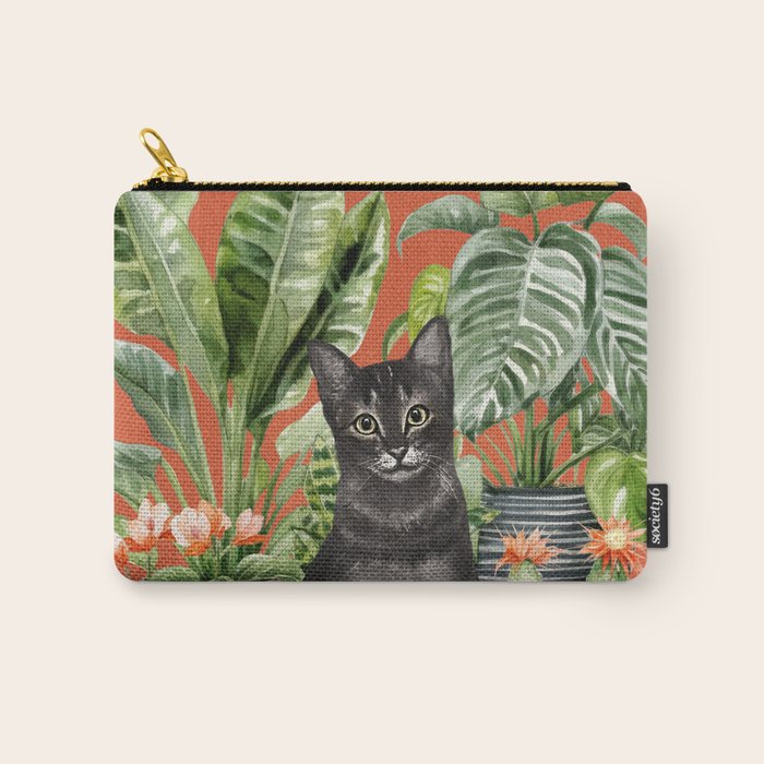Black Cat And House Plants 3 Carry All Pouch Gallery Image 1