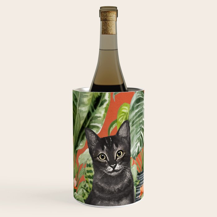 Black Cat And House Plants 3 Wine Chiller Gallery Image 1