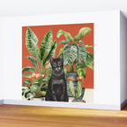 Black Cat And House Plants 3 Wall Mural Gallery Image 2