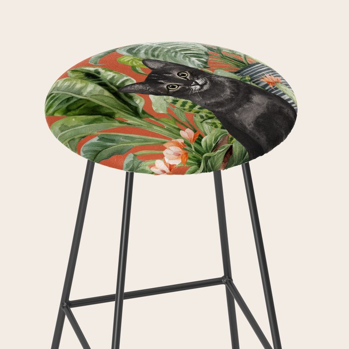 Black Cat And House Plants 3 Stool Gallery Image 2