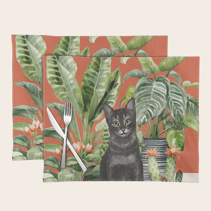 Black Cat And House Plants 3 Placemat Gallery Image 1