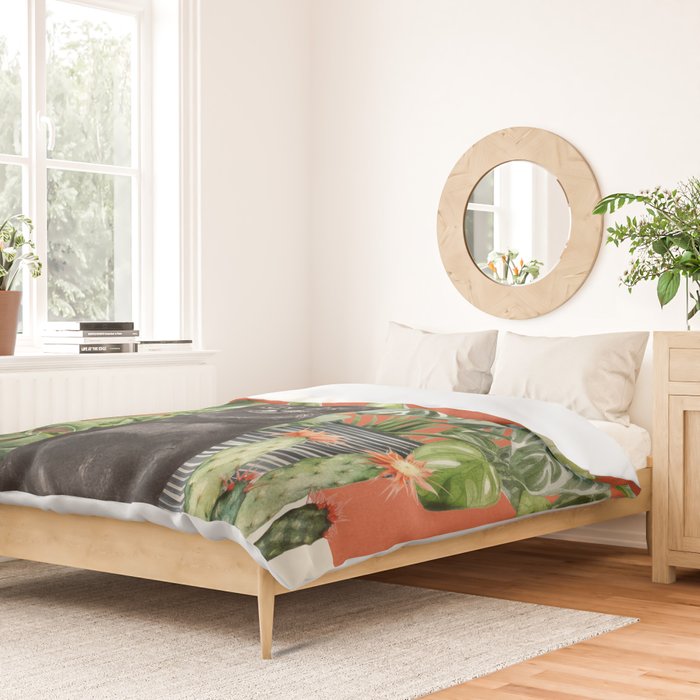 Black Cat And House Plants 3 Duvet Cover Gallery Image 2