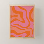 Modern Retro Liquid Swirl Abstract Pattern Square Thulian Pink Pumpkin Orange Mini Art Print Gallery Image 1