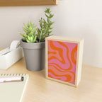 Modern Retro Liquid Swirl Abstract Pattern Square Thulian Pink Pumpkin Orange Mini Art Print Gallery Image 2