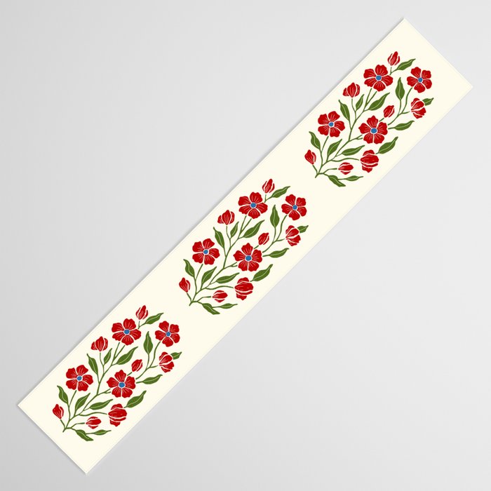 Charming Red Wildflowers Cottagecore Inspired  Table Runner Gallery Image 3