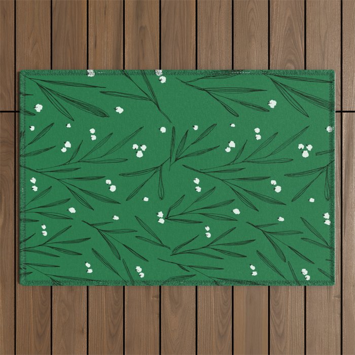 Green leaves pattern Outdoor Rug Gallery Image 1