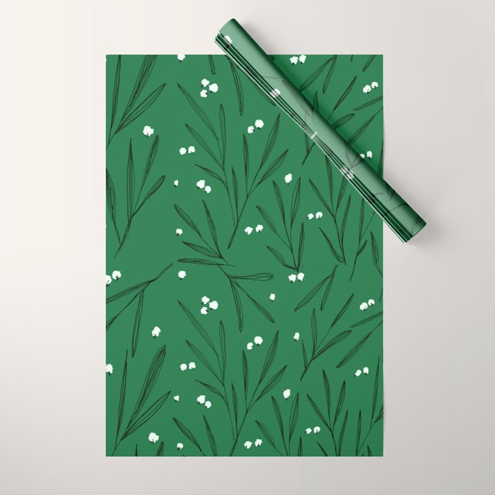 Green leaves pattern Wrapping Paper Gallery Image 1
