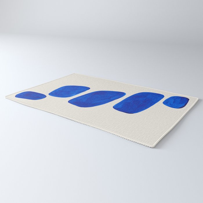 Minimalist Modern Mid Century Colorful Abstract Shapes Phthalo Blue Native Pebbles Stacked Rug Gallery Image 3
