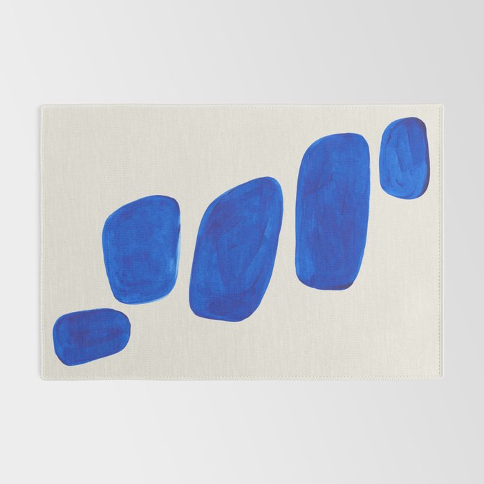 Minimalist Modern Mid Century Colorful Abstract Shapes Phthalo Blue Native Pebbles Stacked Rug Gallery Image 2