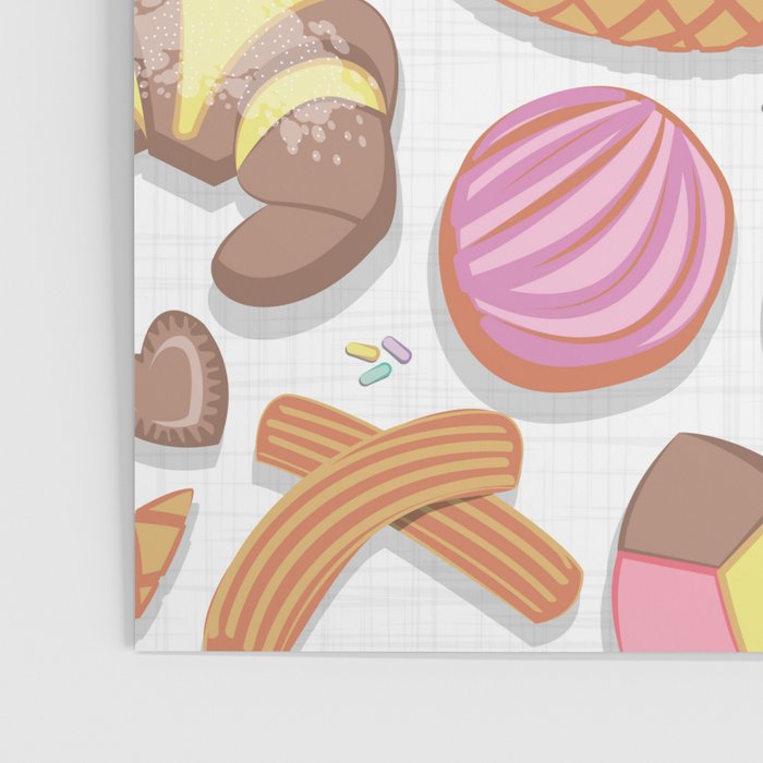 Mexican Sweet Bakery Frenzy // white background // pastel colors pan dulce Poster Gallery Image 3