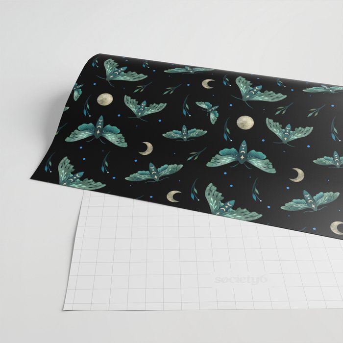 Lime Hawk Moths Night Wrapping Paper Gallery Image 2