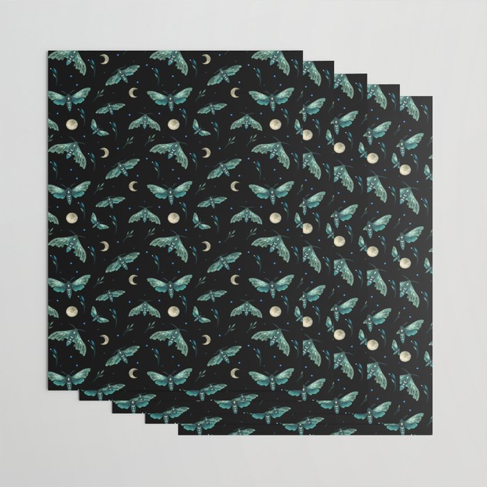 Lime Hawk Moths Night Wrapping Paper Gallery Image 3