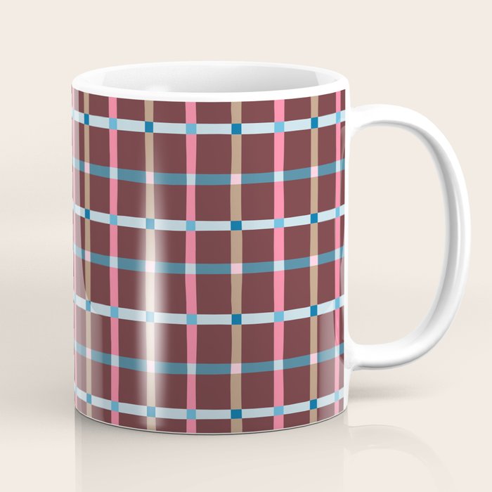Windowpane Plaid Burgundy Coffee Mug Gallery Image 1