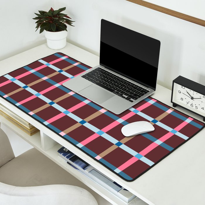 Windowpane Plaid Burgundy Desk Mat Gallery Image 2