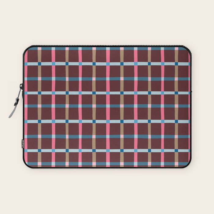 Windowpane Plaid Burgundy Laptop Sleeve Gallery Image 1