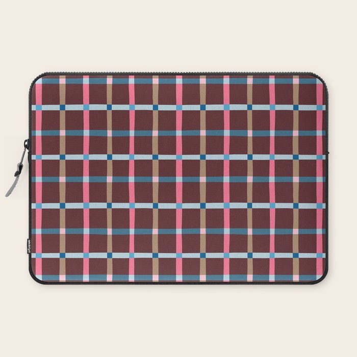 Windowpane Plaid Burgundy Laptop Sleeve Gallery Image 2