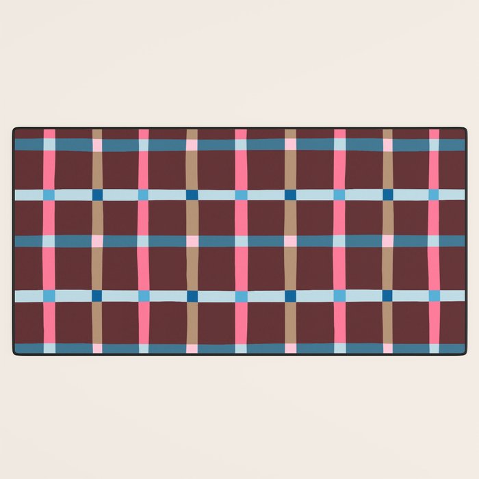 Windowpane Plaid Burgundy Desk Mat Gallery Image 3