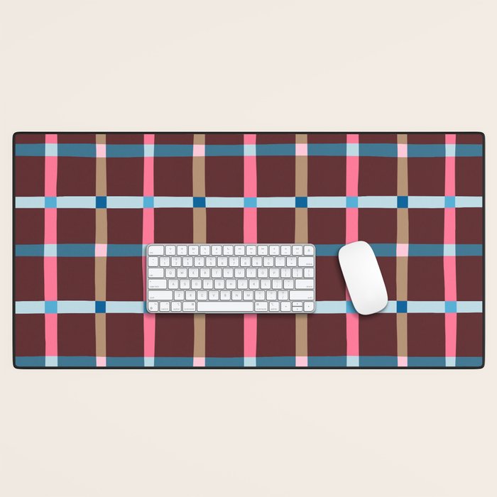 Windowpane Plaid Burgundy Desk Mat Gallery Image 1