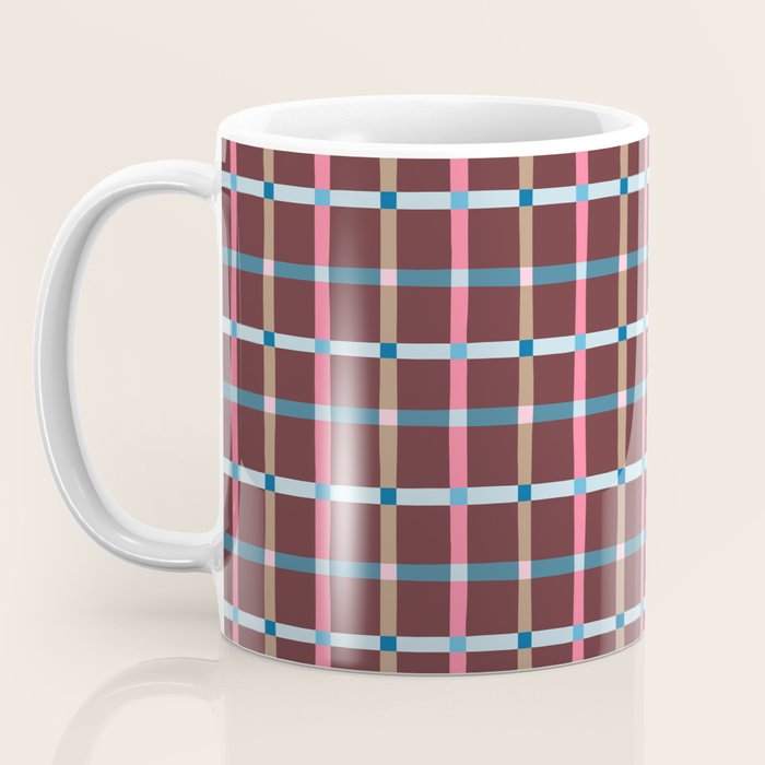 Windowpane Plaid Burgundy Coffee Mug Gallery Image 3
