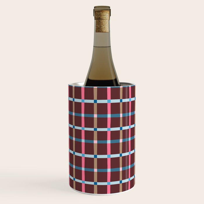 Windowpane Plaid Burgundy Wine Chiller Gallery Image 2