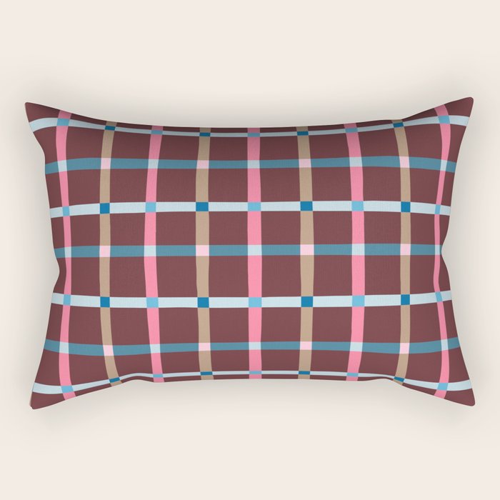 Windowpane Plaid Burgundy Rectangular Pillow Gallery Image 2