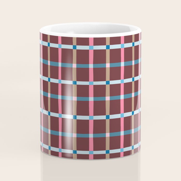 Windowpane Plaid Burgundy Coffee Mug Gallery Image 4