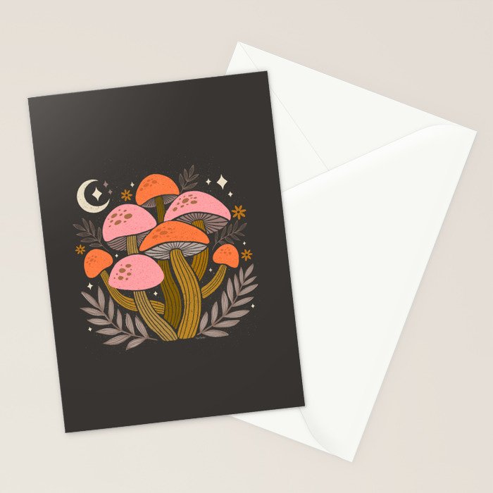Mushrooms and Moons - Dark Stationery Card Gallery Image 2