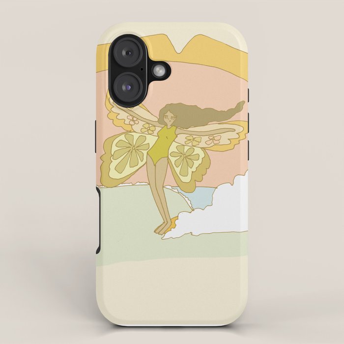 Flower Power Surfy Butterfly // Retro surf art by surfy birdy iPhone Case Gallery Image 1