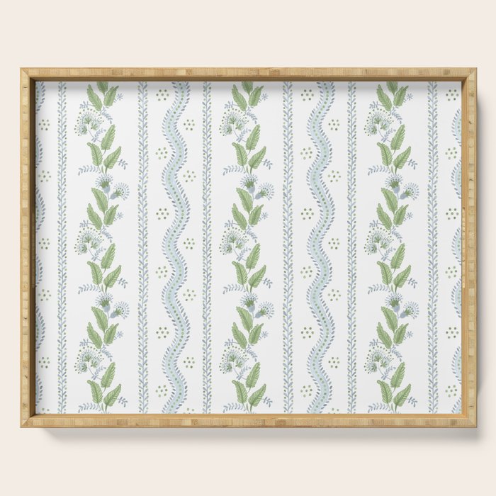Soft Blue Green Emma Stripe Serving Tray Gallery Image 1