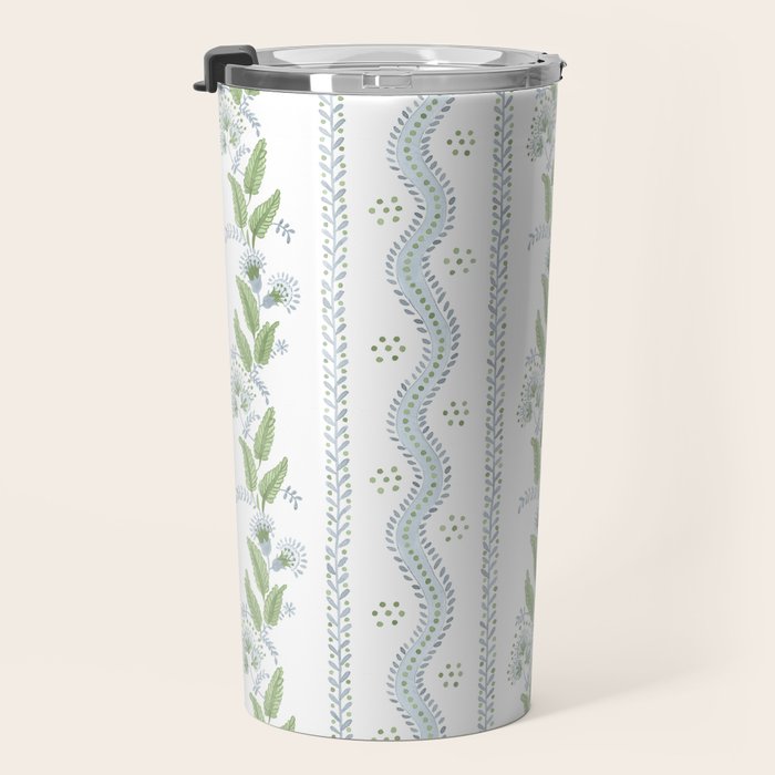 Soft Blue Green Emma Stripe Travel Mug Gallery Image 3