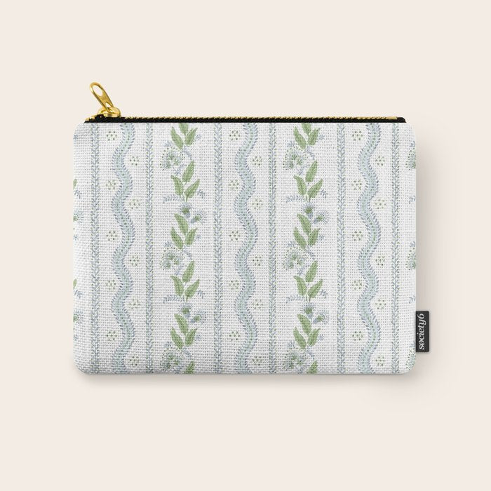 Soft Blue Green Emma Stripe Carry All Pouch Gallery Image 1