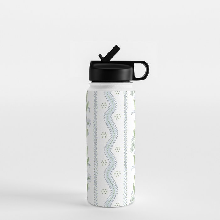 Soft Blue Green Emma Stripe Water Bottle Gallery Image 1
