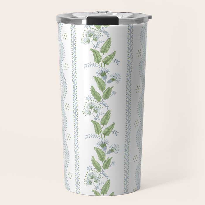 Soft Blue Green Emma Stripe Travel Mug Gallery Image 1