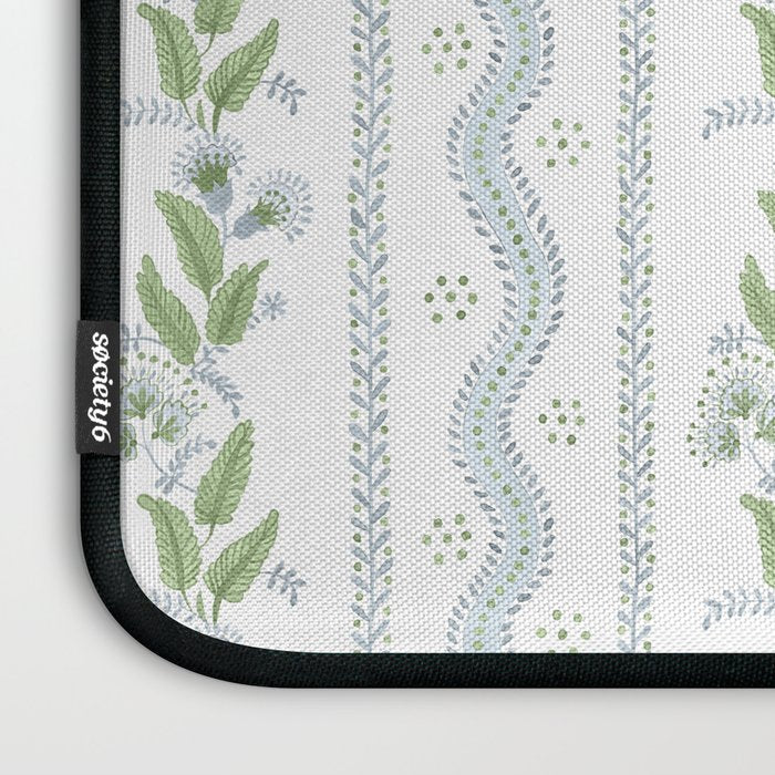 Soft Blue Green Emma Stripe Laptop Sleeve Gallery Image 3
