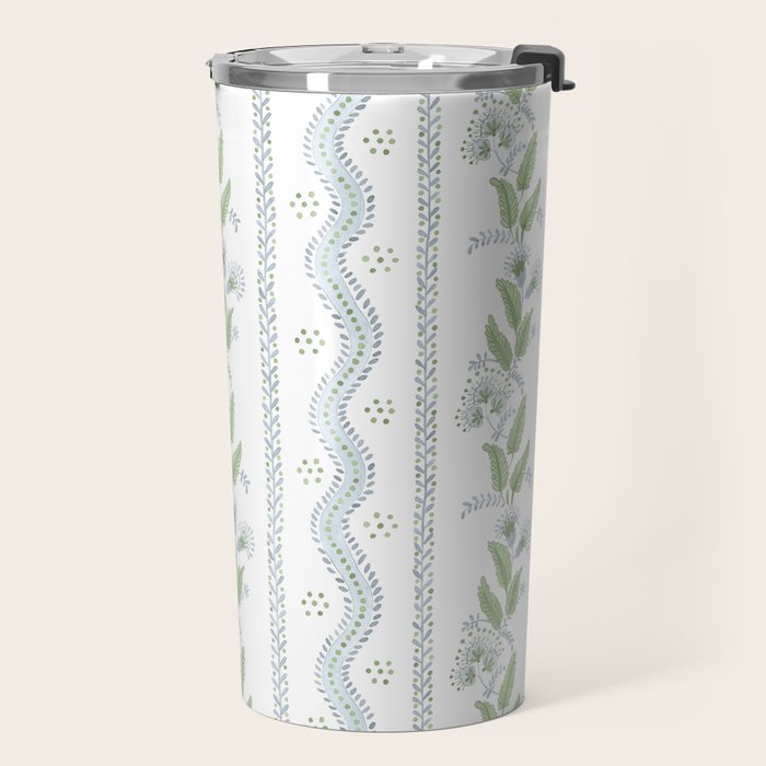 Soft Blue Green Emma Stripe Travel Mug Gallery Image 2