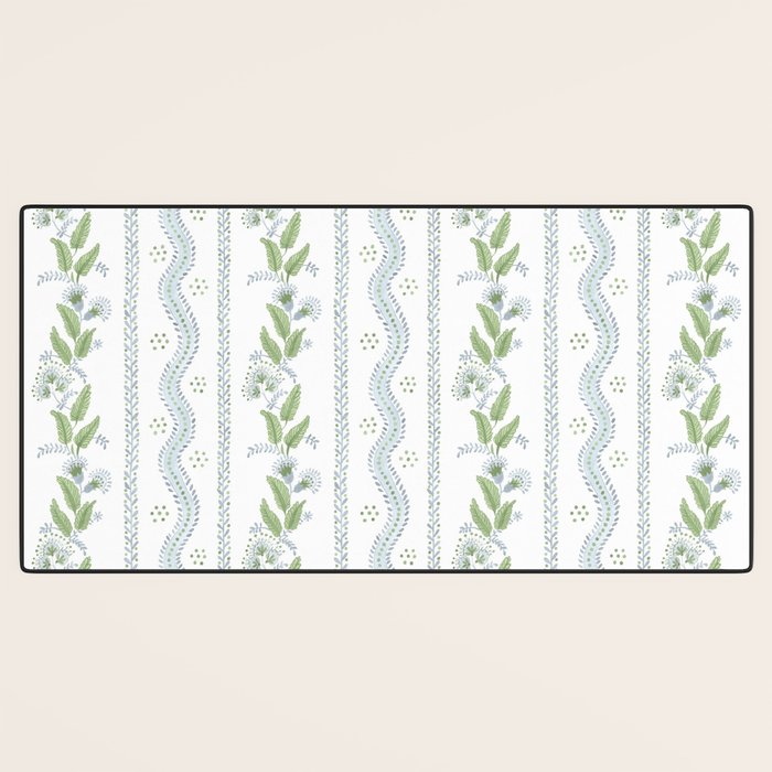 Soft Blue Green Emma Stripe Desk Mat Gallery Image 3