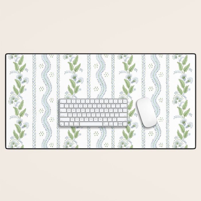 Soft Blue Green Emma Stripe Desk Mat Gallery Image 1