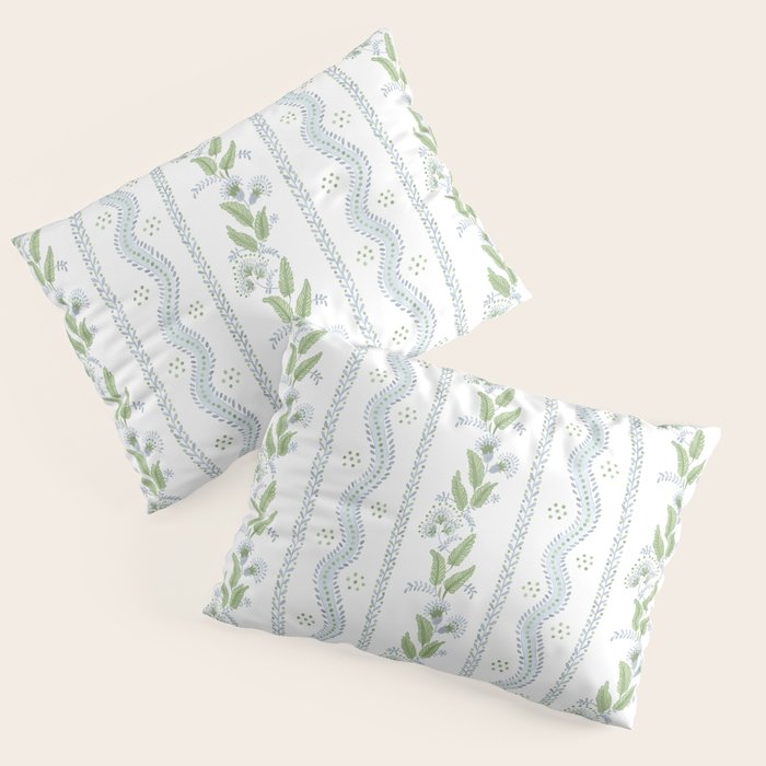 Soft Blue Green Emma Stripe Pillow Sham Gallery Image 3