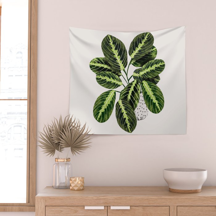 Maranta Lemon lime interior Plant Wall Tapestry Gallery Image 2